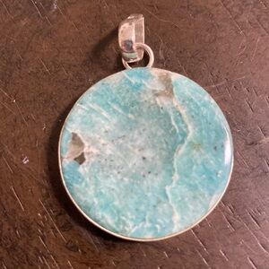 Amzonite Round Sterling silver Pendant